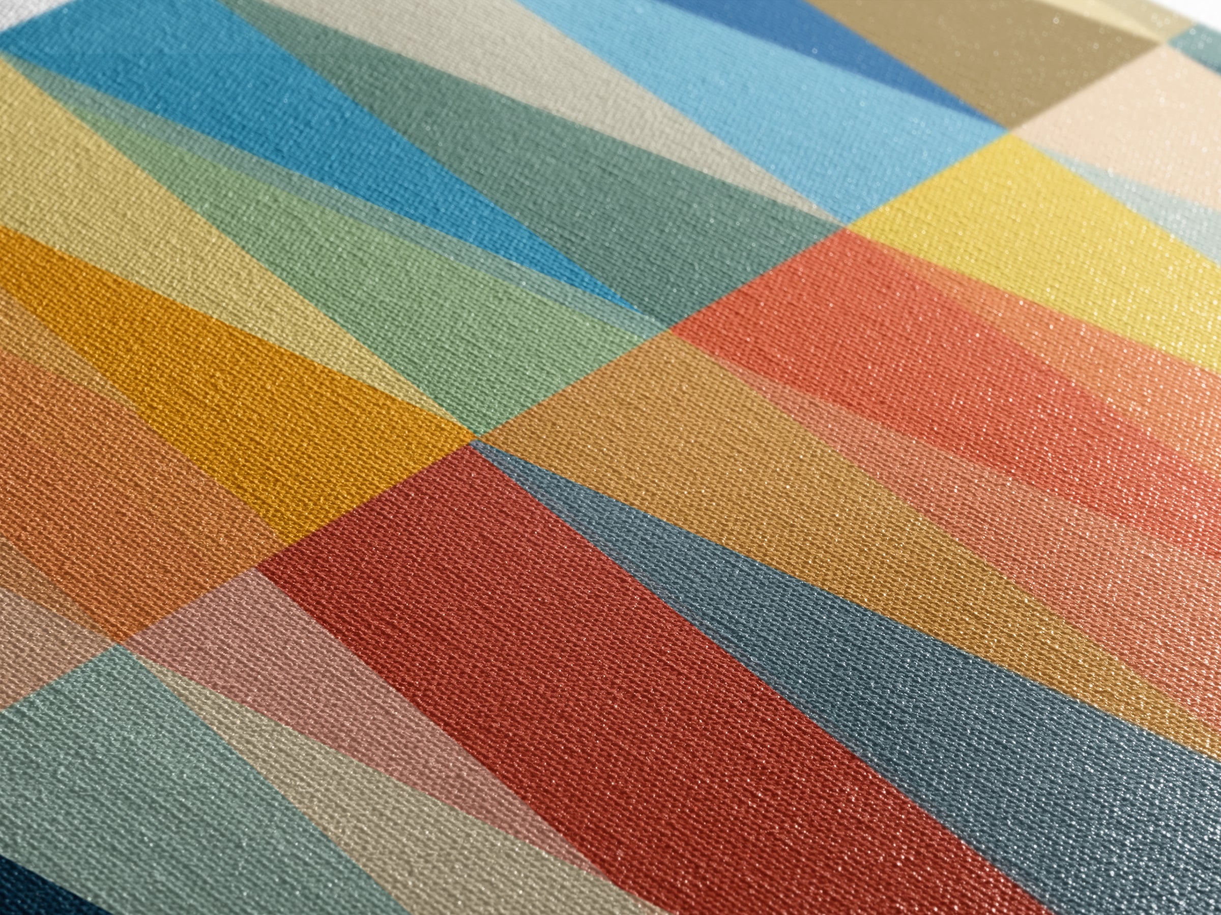 Bold Colorful Triangle Pattern Canvas Print, Midcentury Modern Wall Art, Geometric Poster, Retro Home Decor, Bauhaus Art