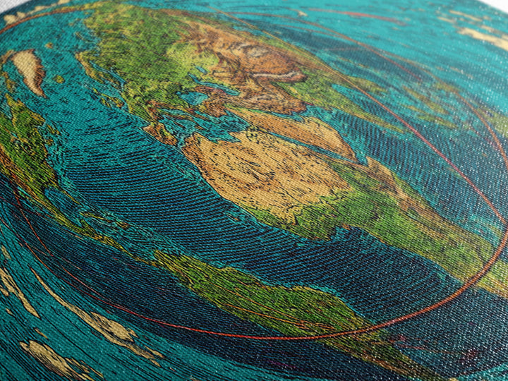 Turquoise Fisheye World Map Canvas Print, Panoramic Travel Wall Art, Modern Home Decor, Office Poster, Blue Green Artwork