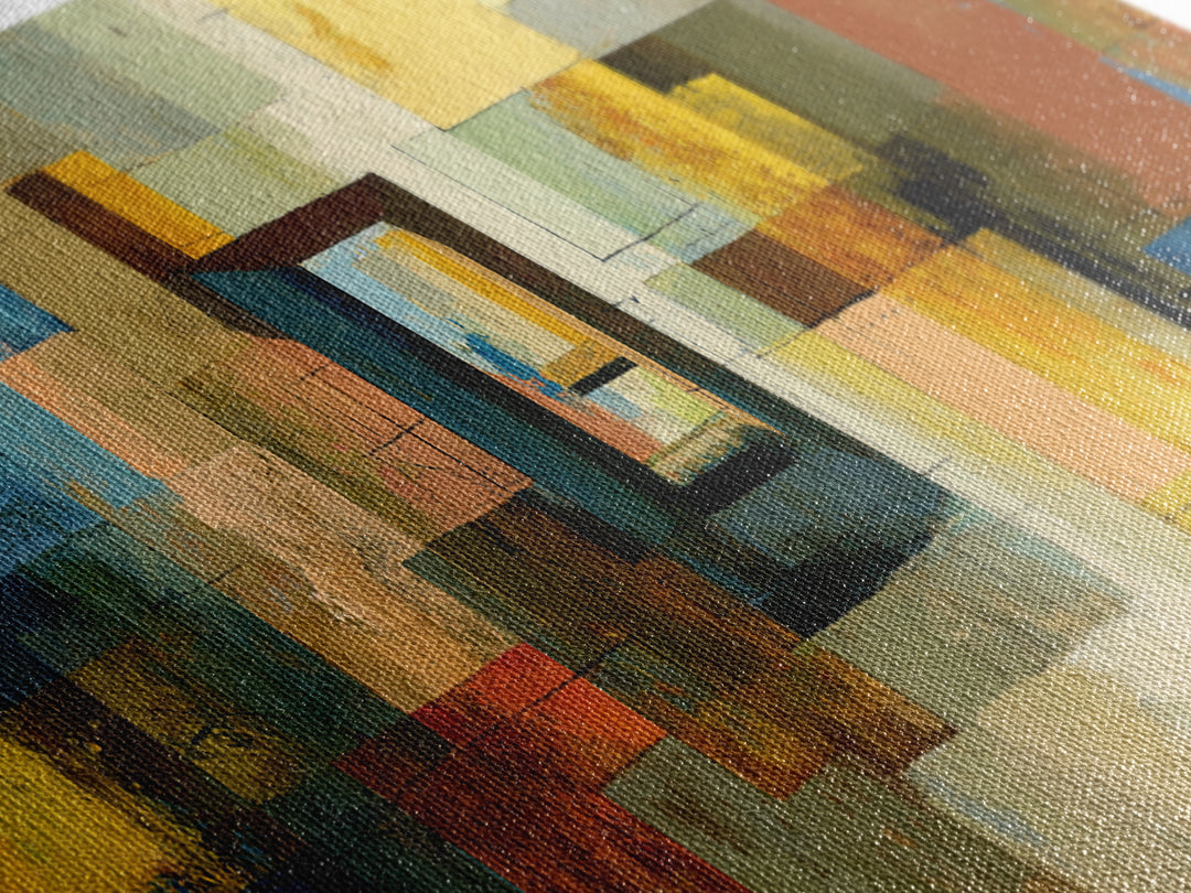 Earthy Abstract Doorway Canvas Print, Midcentury Modern Art, Rustic Office Wall Decor, Geometric Artwork, Home Decor, Living Room Art