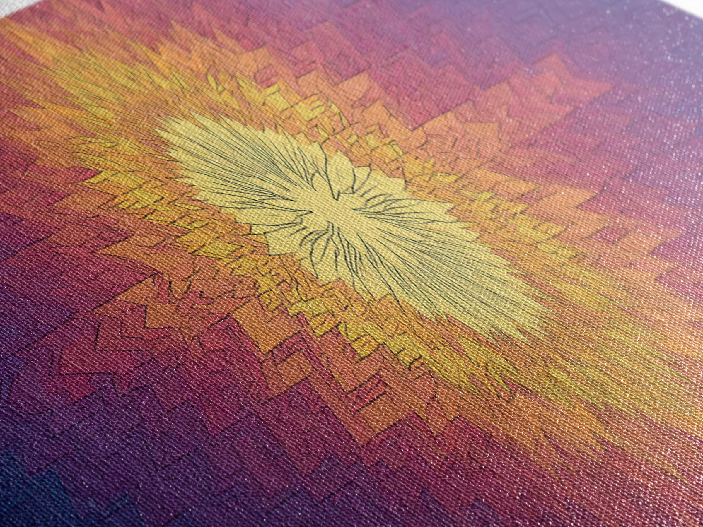 Radiant Yellow Purple Sunburst Poster Wall Art, Midcentury Modern, Geometric Art Print, Abstract Wall Art, Colorful Home Decor
