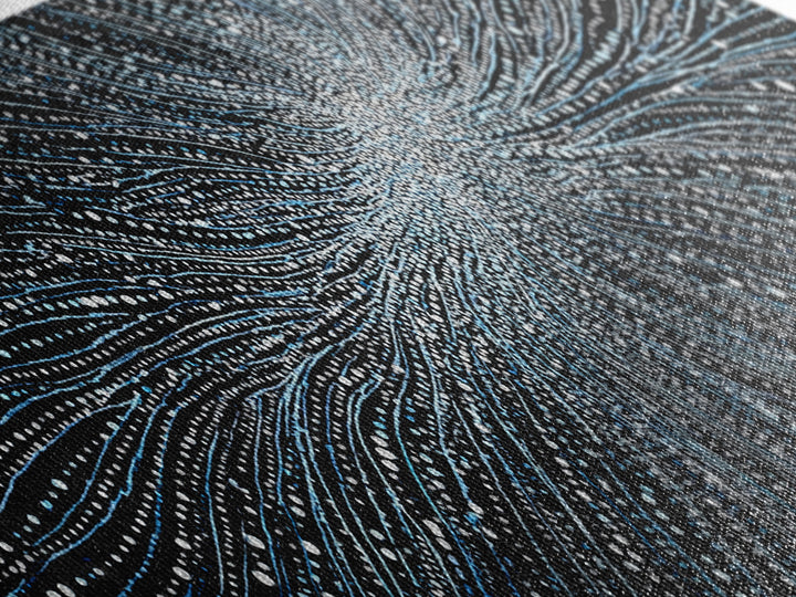 Blue White Particle Wave Canvas Print, Modern Abstract Wall Art, Digital Motion Poster, Sci Fi Space Decor For Home Office