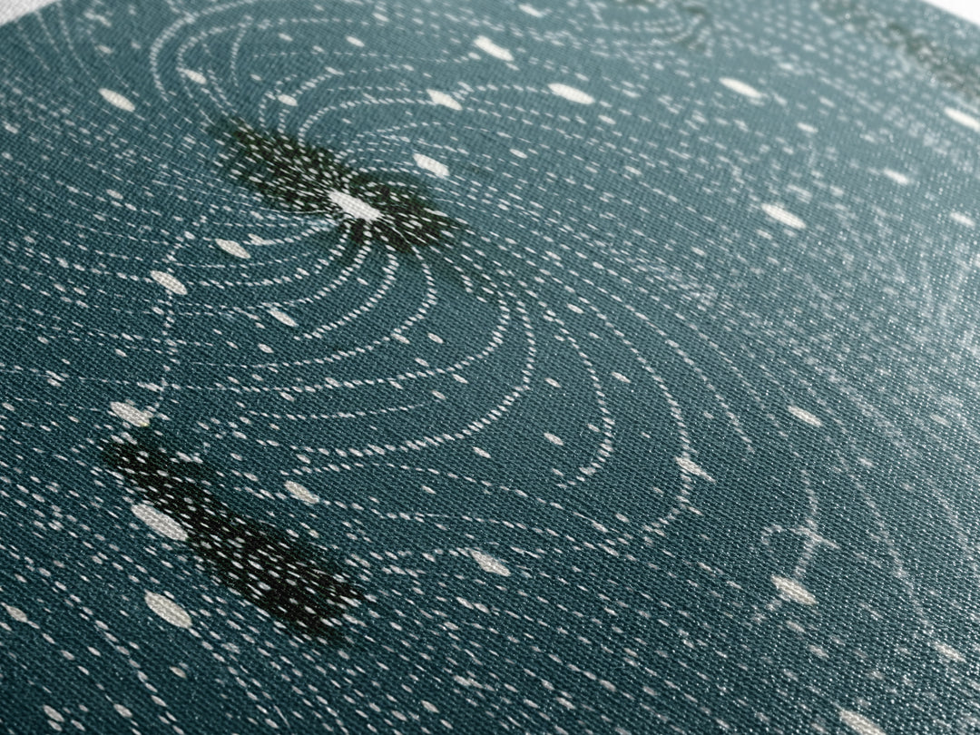 Teal Spiral Particle Field Canvas Print, Modern Abstract Art, Cosmic Geometric Wall Decor, Sci Fi Office Poster, Galaxy Art
