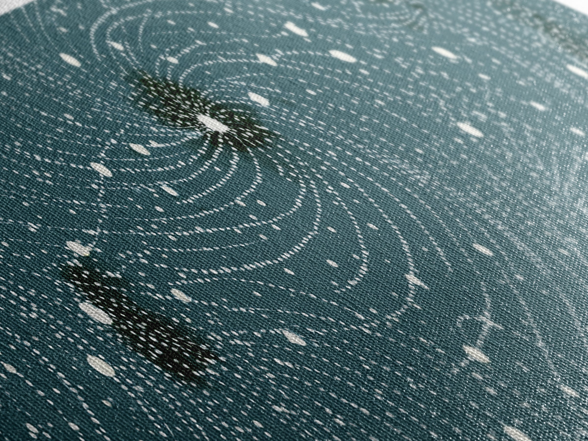 Teal Spiral Particle Field Canvas Print, Modern Abstract Art, Cosmic Geometric Wall Decor, Sci Fi Office Poster, Galaxy Art