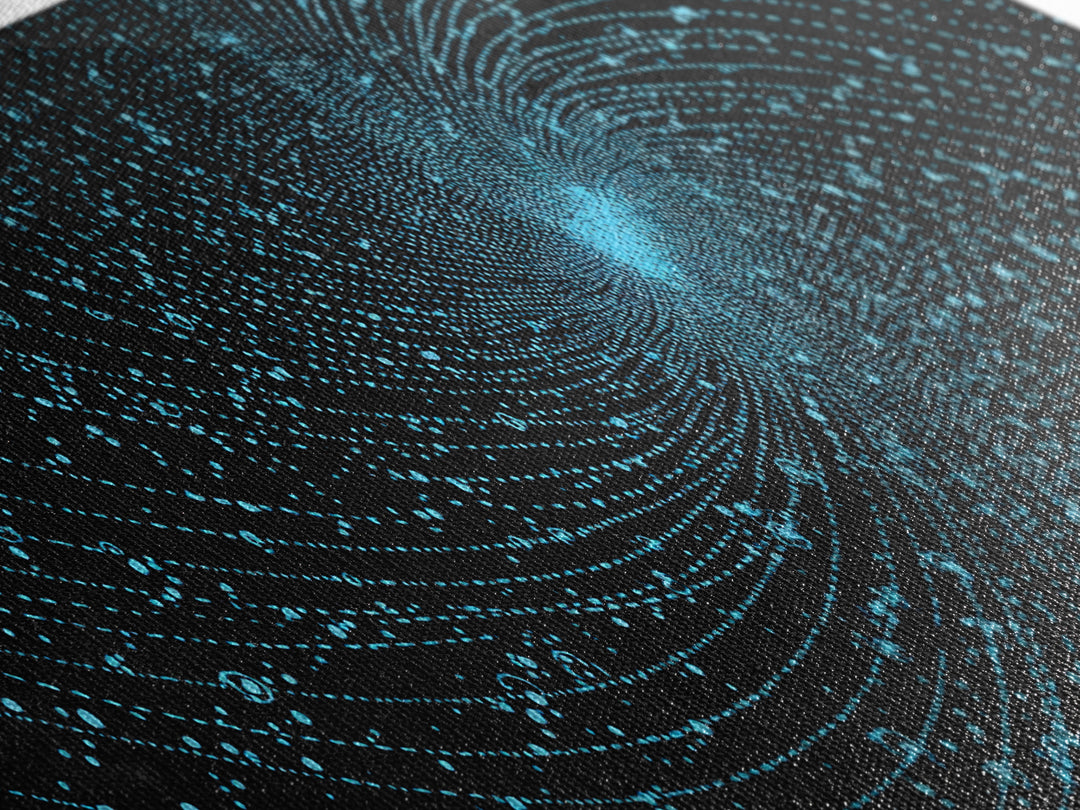 Blue Vortex Particle Spiral Canvas Print, Modern Abstract Art, Sci Fi Space Wall Decor, Geometric Office Poster, Artwork