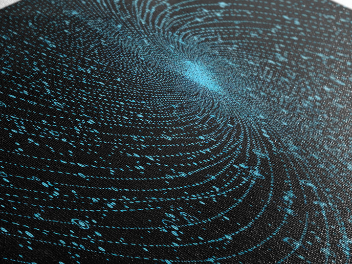 Blue Vortex Particle Spiral Canvas Print, Modern Abstract Art, Sci Fi Space Wall Decor, Geometric Office Poster, Artwork
