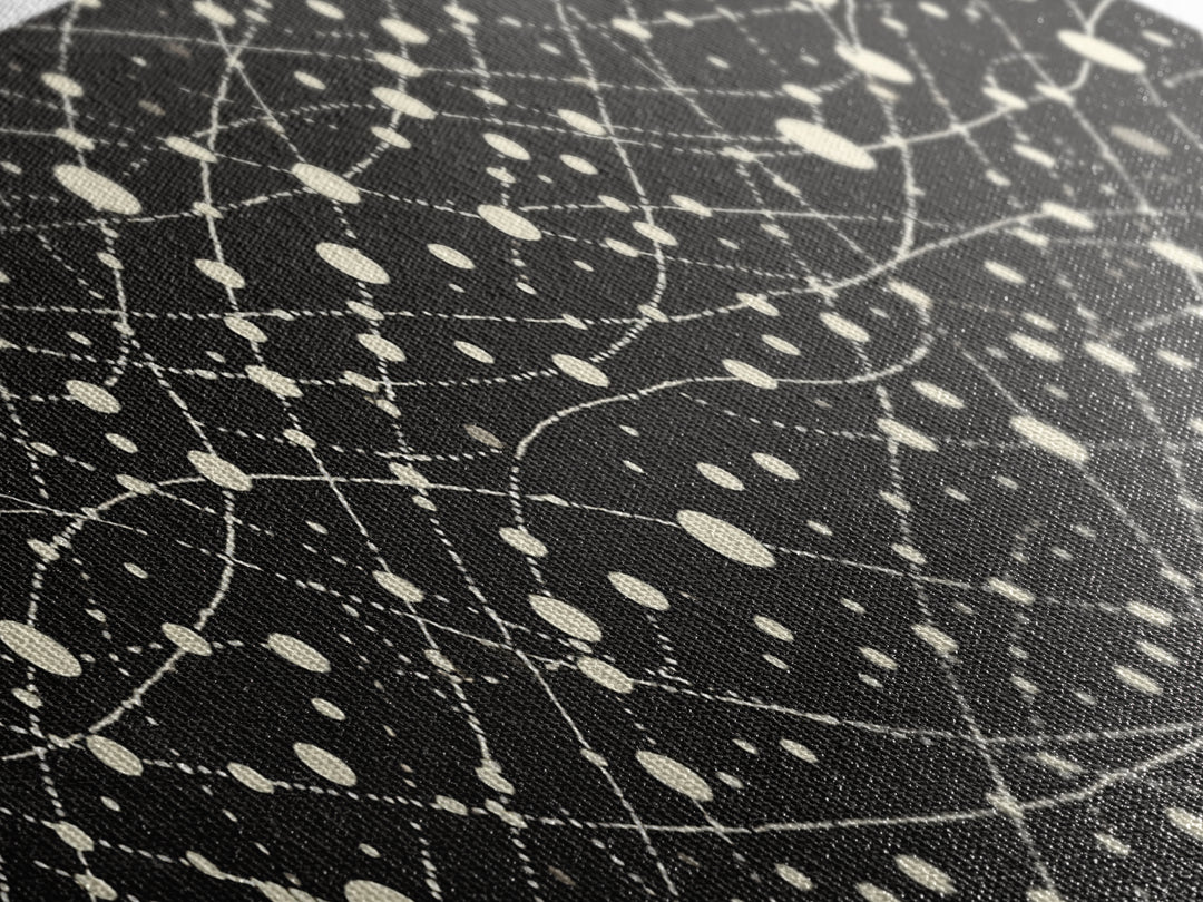 Black Cream Atomic Network Of Dots And Lines, Midcentury Modern Wall Art, Retro Abstract Poster, MCM Office Decor, Canvas Print