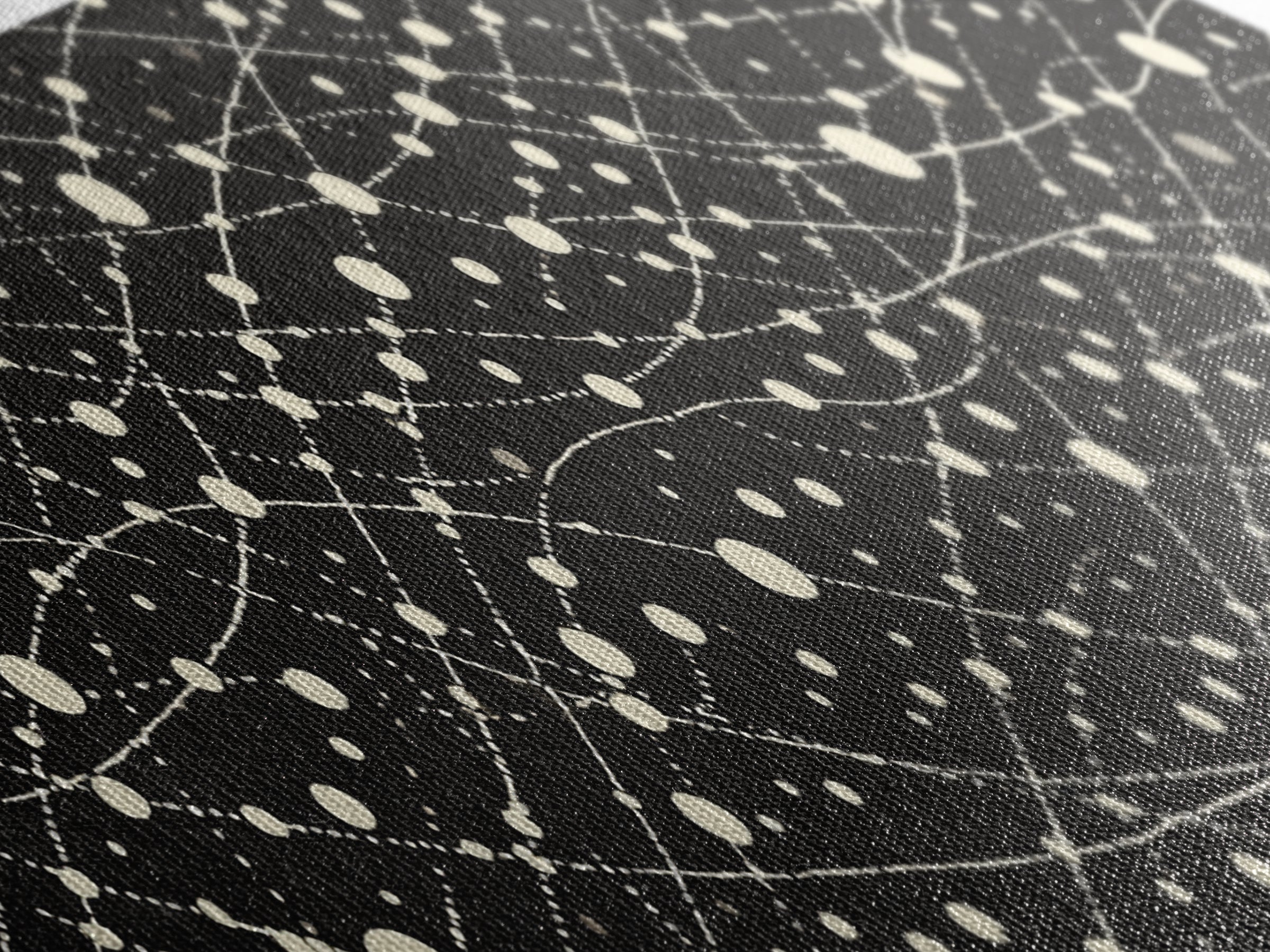 Black Cream Atomic Network Of Dots And Lines, Midcentury Modern Wall Art, Retro Abstract Poster, MCM Office Decor, Canvas Print