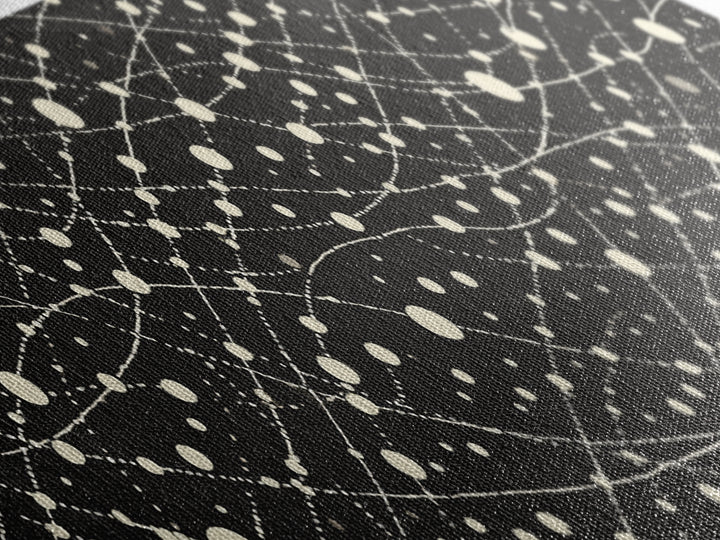 Black Cream Atomic Network Of Dots And Lines, Midcentury Modern Wall Art, Retro Abstract Poster, MCM Office Decor, Canvas Print