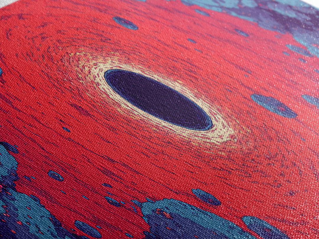 Vivid Red Black Hole Wall Art, Psychedelic Space Abstract Print, Cosmic Retro Poster, Modern Sci Fi Decor For Living Room