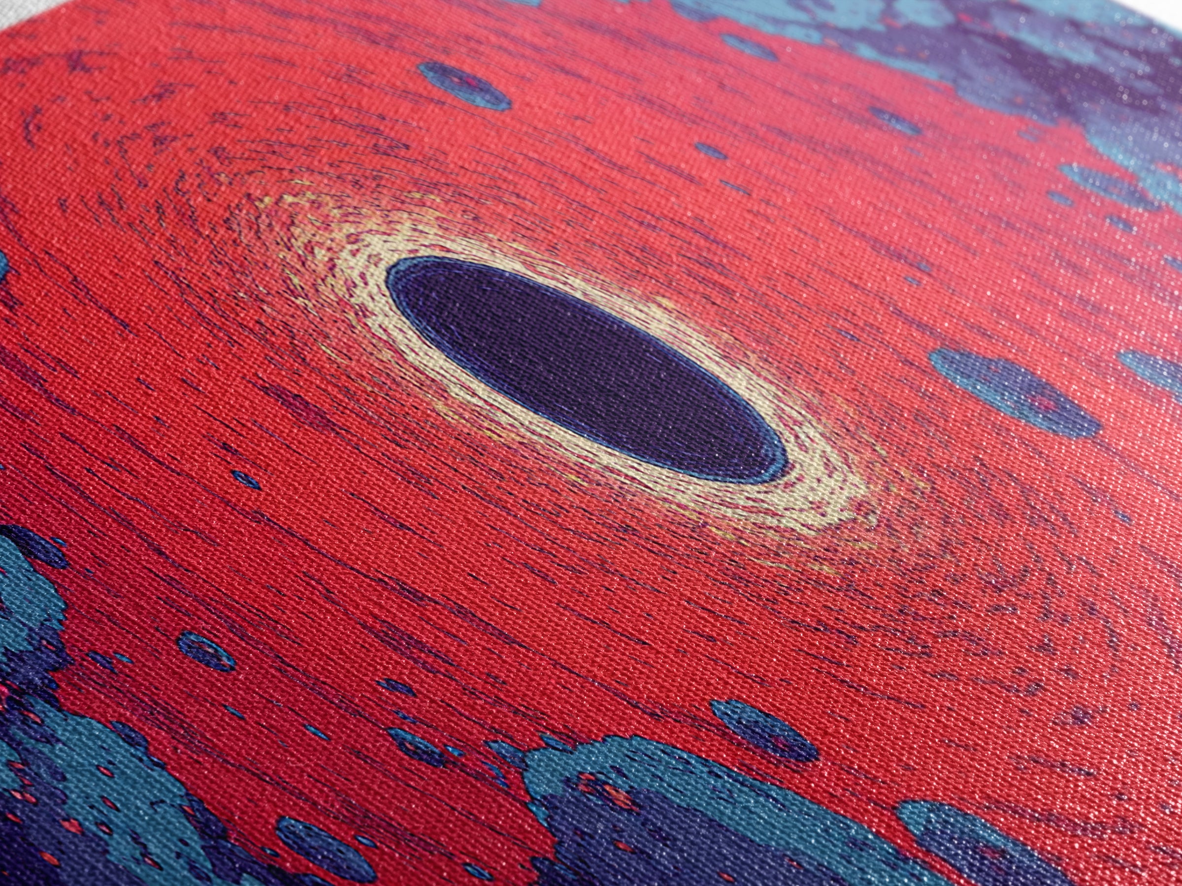 Vivid Red Black Hole Wall Art, Psychedelic Space Abstract Print, Cosmic Retro Poster, Modern Sci Fi Decor For Living Room