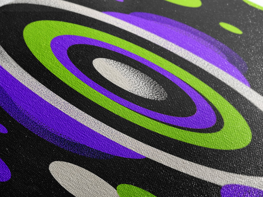 Neon Green Purple Orbit Wall Art, Cosmic Circle Abstract Print, Modern Retro Space Decor, Funky Geometric Poster Gift For Home