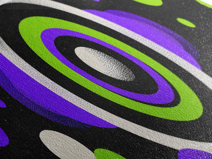 Neon Green Purple Orbit Wall Art, Cosmic Circle Abstract Print, Modern Retro Space Decor, Funky Geometric Poster Gift For Home