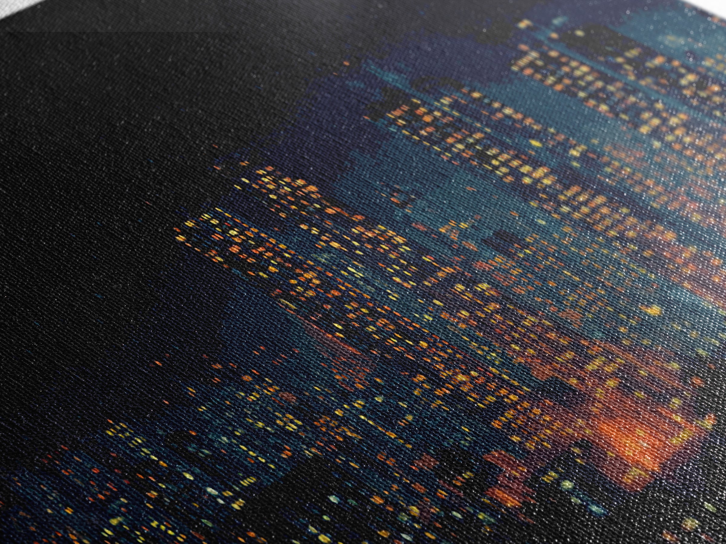 Glowing Night City Skyline Wall Art, Modern Urban Photography Print, Skyscraper Lights Poster, Apartment Living Room Decor