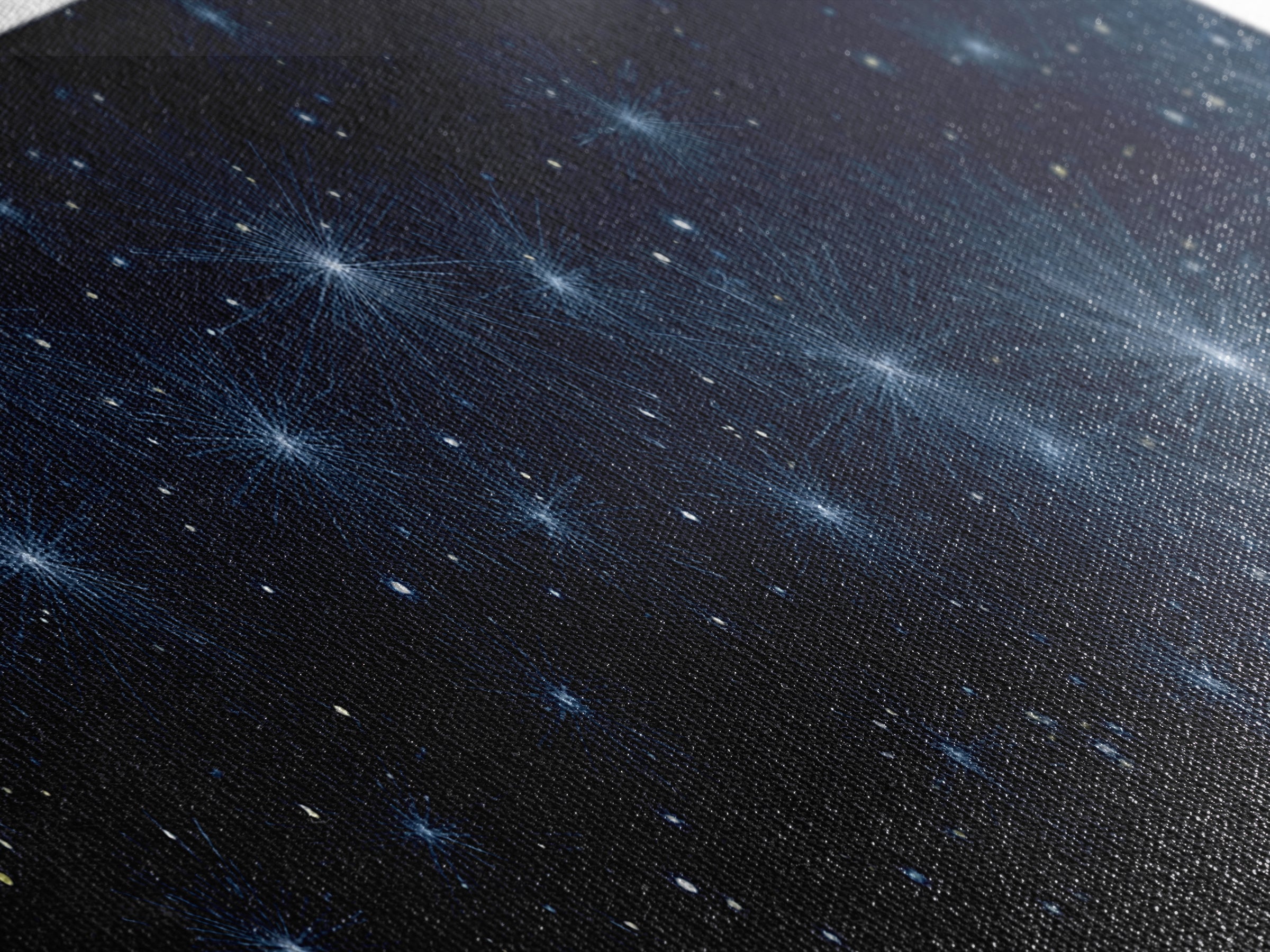 Deep Blue Starburst Night Wall Art, Cosmic Modern Abstract Print, Celestial Space Decor, Navy Bedroom And Home Office Canvas Gift