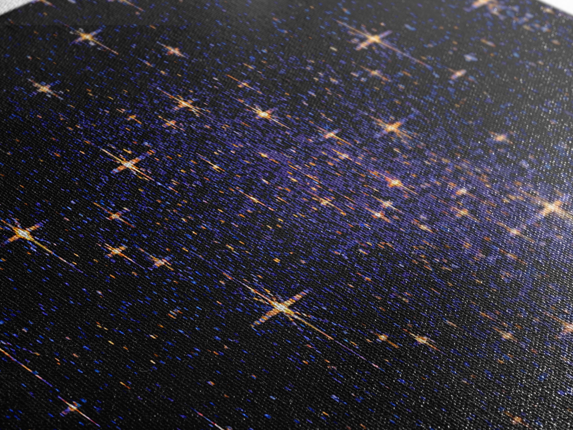 Golden Star Field Canvas Print, Cosmic Modern Wall Art, Navy Celestial Space Poster, Elegant Bedroom Home Office Decor Gift