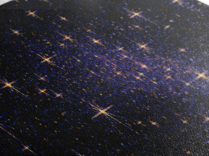 Golden Star Field Canvas Print, Cosmic Modern Wall Art, Navy Celestial Space Poster, Elegant Bedroom Home Office Decor Gift