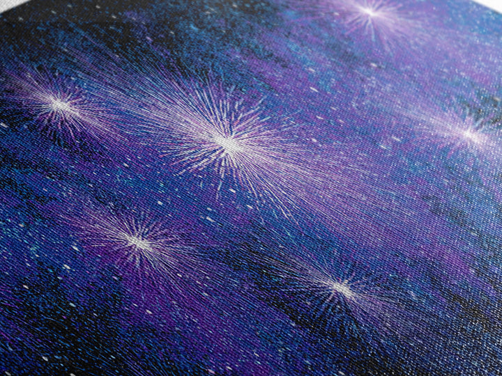 Purple Blue Galaxy Starburst Wall Art, Cosmic Modern Abstract Print, Celestial Space Decor, Vibrant Bedroom And Home Office Canvas Gift