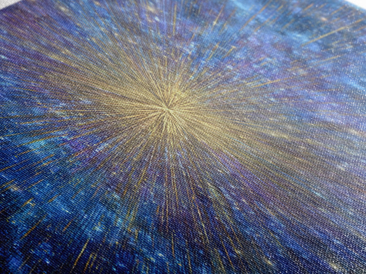 Blue Gold Cosmic Starburst Canvas Print, Space Abstract Wall Decor, Modern Digital Art, Galaxy Light Speed Panoramic Poster