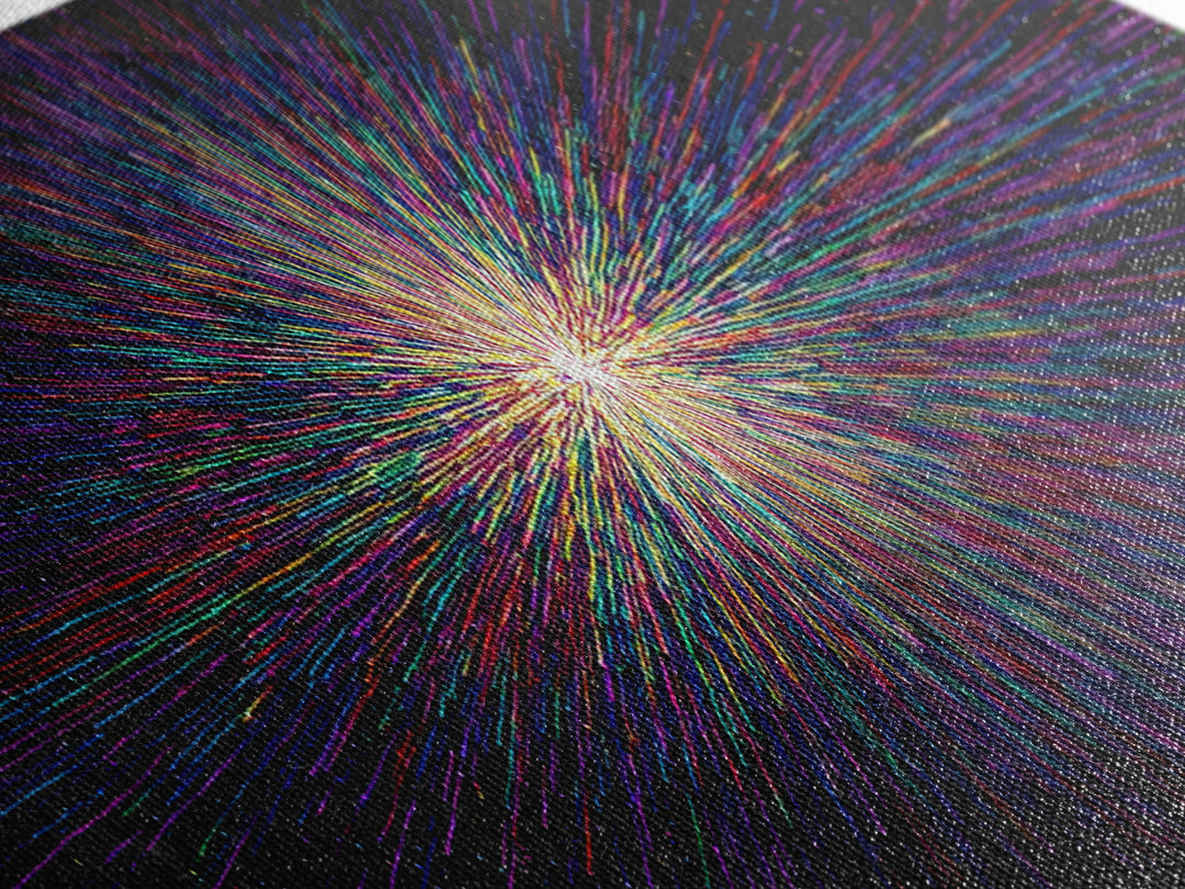 Rainbow Particle Starburst Wall Art, Bright Abstract Art, Modern Digital Art Print, Colorful Poster, Retro Sci Fi Space Decor