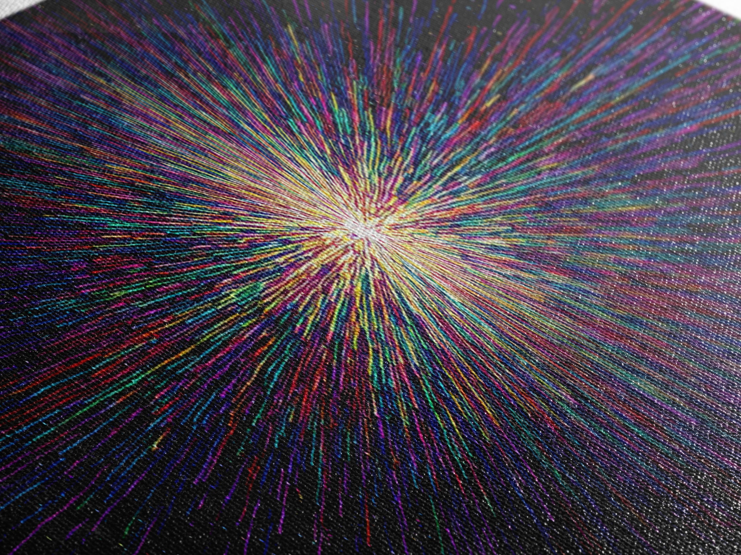 Rainbow Particle Starburst Wall Art, Bright Abstract Art, Modern Digital Art Print, Colorful Poster, Retro Sci Fi Space Decor