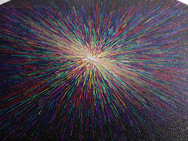 Rainbow Particle Starburst Wall Art, Bright Abstract Art, Modern Digital Art Print, Colorful Poster, Retro Sci Fi Space Decor