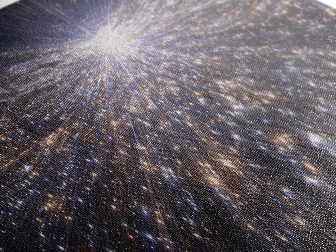 Silver Sparkling Starfield Wall Art, Modern Cosmic Canvas Print, Space Abstract Art, Panoramic Poster, Living Room Decor