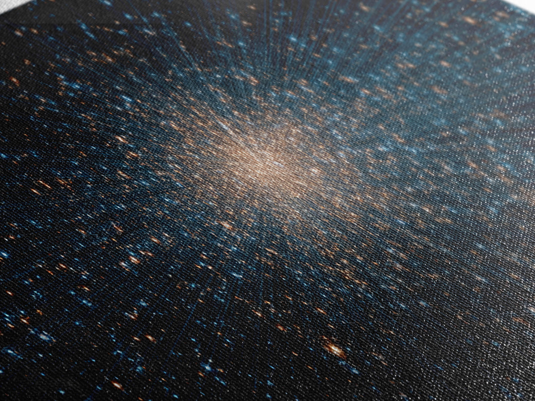 Blue Gold Star Particle Cloud Canvas Print, Modern Abstract Art Print, Cosmic Wall Art, Space Abstract Decor, Office Poster