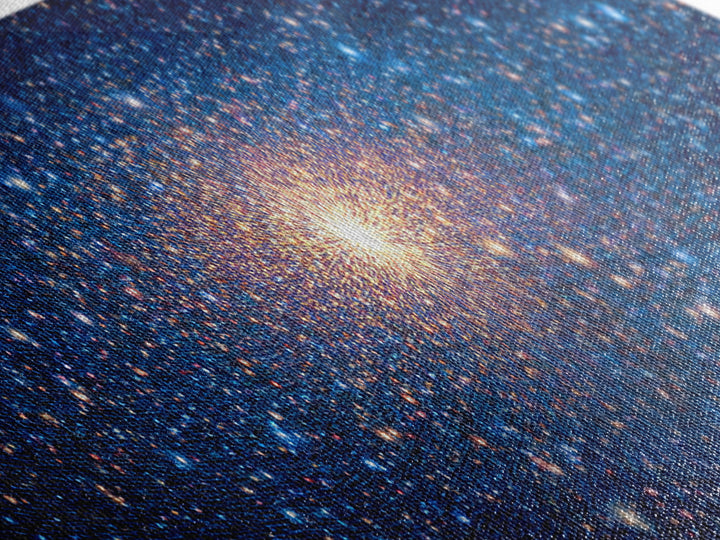 Blue Galaxy Star Cluster Wall Art, Cosmic Modern Canvas Print, Space Abstract Art, Starry Bedroom Decor, Large Poster Print