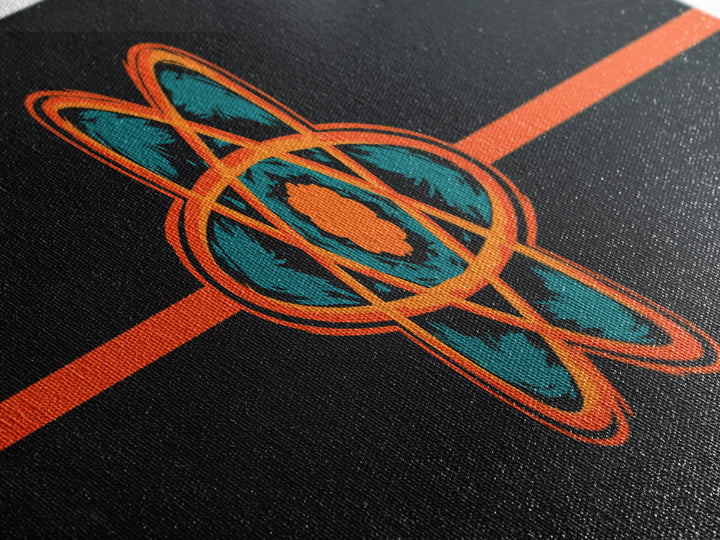 Dark Teal Atom With Red Stripe Wall Art, Mid Century Modern Abstract Decor, Retro Sci Fi Poster, Atomic Art, Modern Art Print