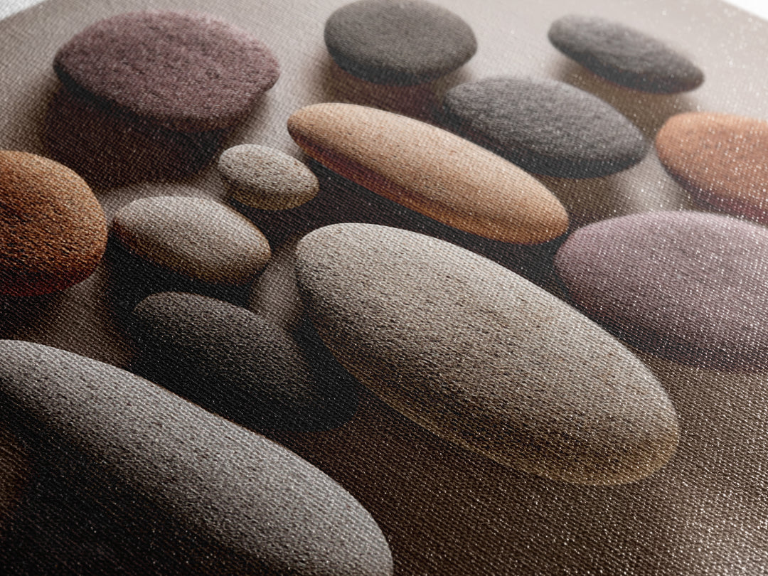 Neutral Pebble Stone Still Life Wall Art, Modern Minimalist Art Print, Nature Home Decor, Earth Tone Framed Canvas Print