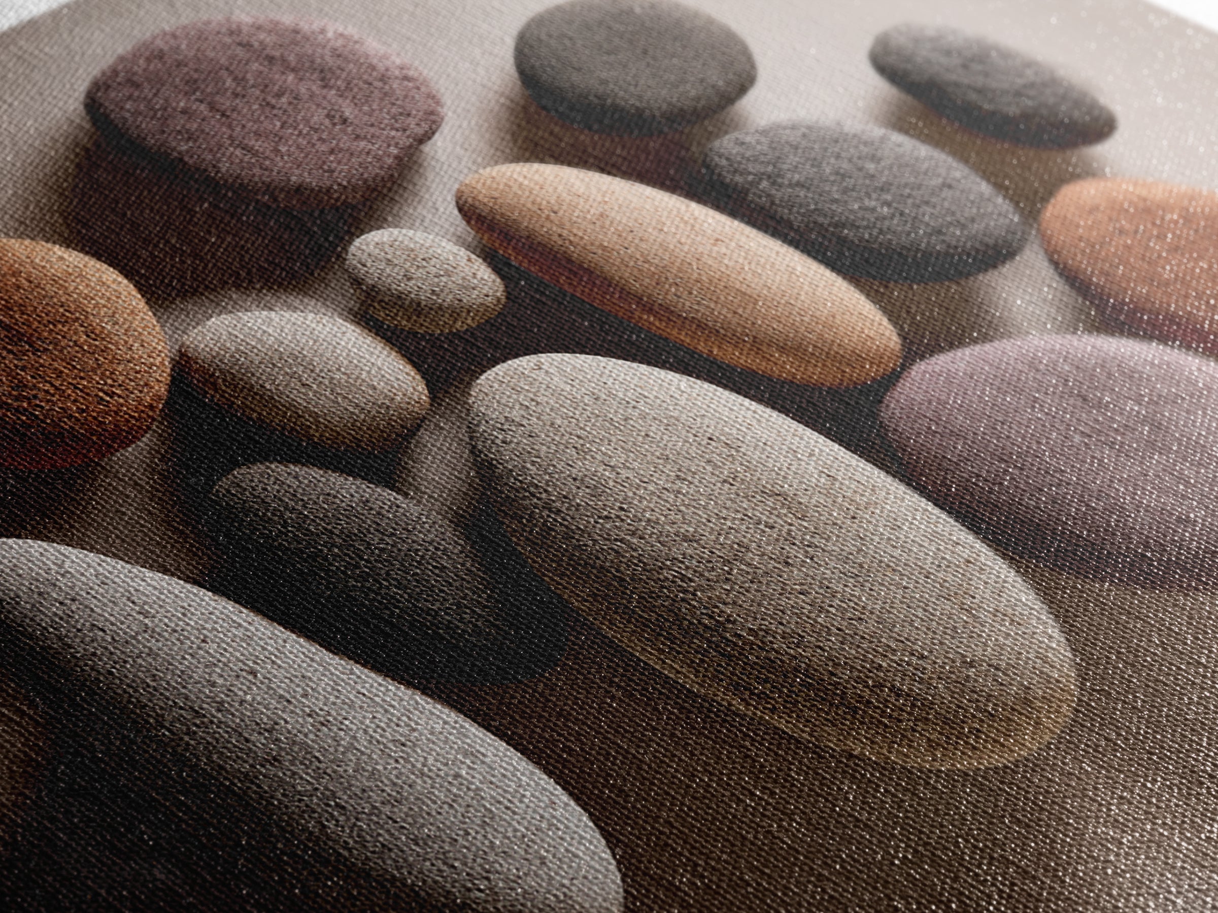 Neutral Pebble Stone Still Life Wall Art, Modern Minimalist Art Print, Nature Home Decor, Earth Tone Framed Canvas Print