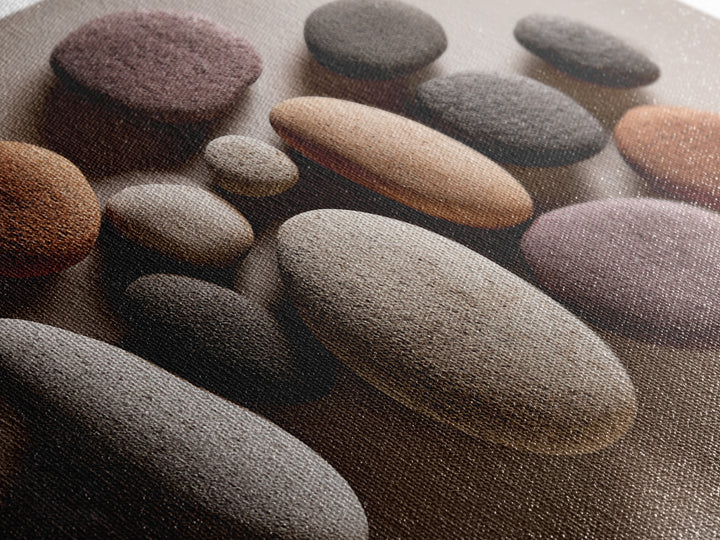 Neutral Pebble Stone Still Life Wall Art, Modern Minimalist Art Print, Nature Home Decor, Earth Tone Framed Canvas Print