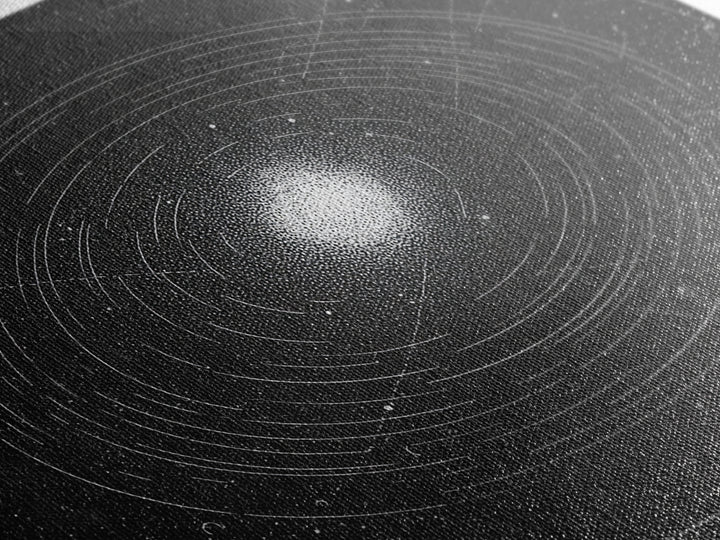 Black White Orbiting Galaxy Starfield Canvas Print, Modern Abstract Wall Art, Space Retro Geometric Poster, Cosmic Home Decor