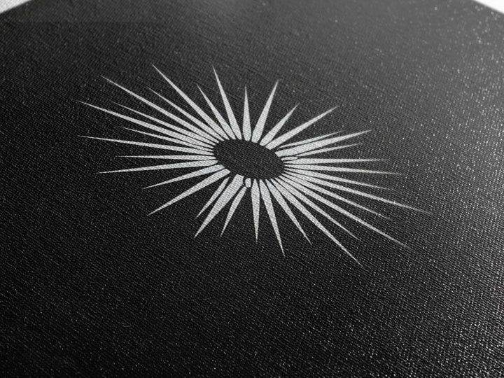 White Sunburst Eclipse Wall Art, Minimalist Black Modern Art Print, Midcentury Atomic Geometric Decor, Framed Canvas Print