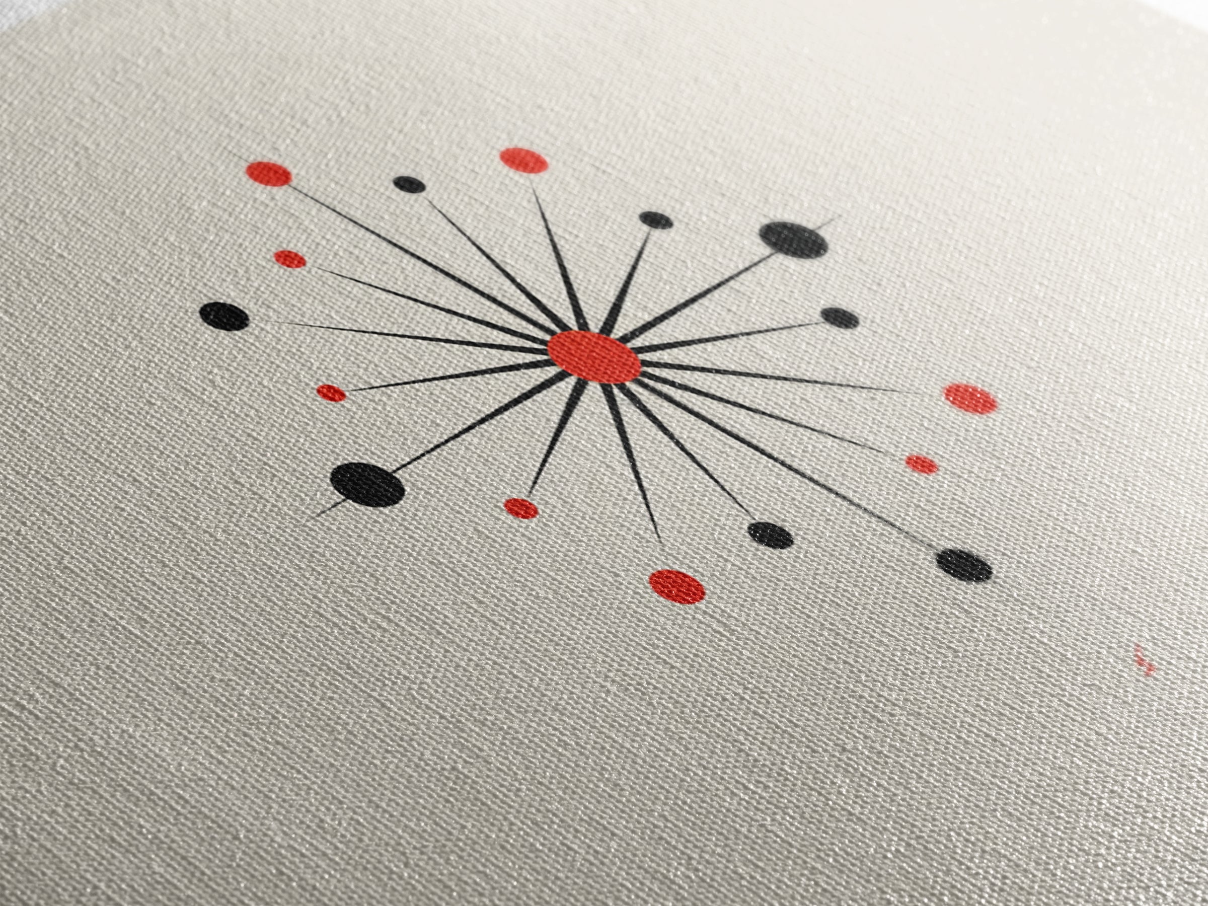 Red Black Atomic Starburst Wall Art, Midcentury Modern Art Print, Minimalist Geometric Poster, Retro MCM Wall Decor, Atomic Ranch Home Decor