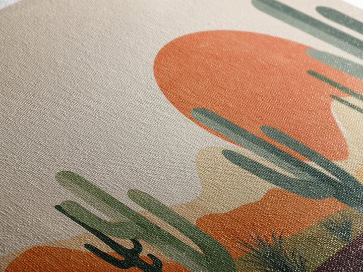 Orange Sun Cactus Desert Wall Art, Midcentury Modern Art Print, Southwestern Landscape Poster, Boho Retro Home Decor, MCM Decor