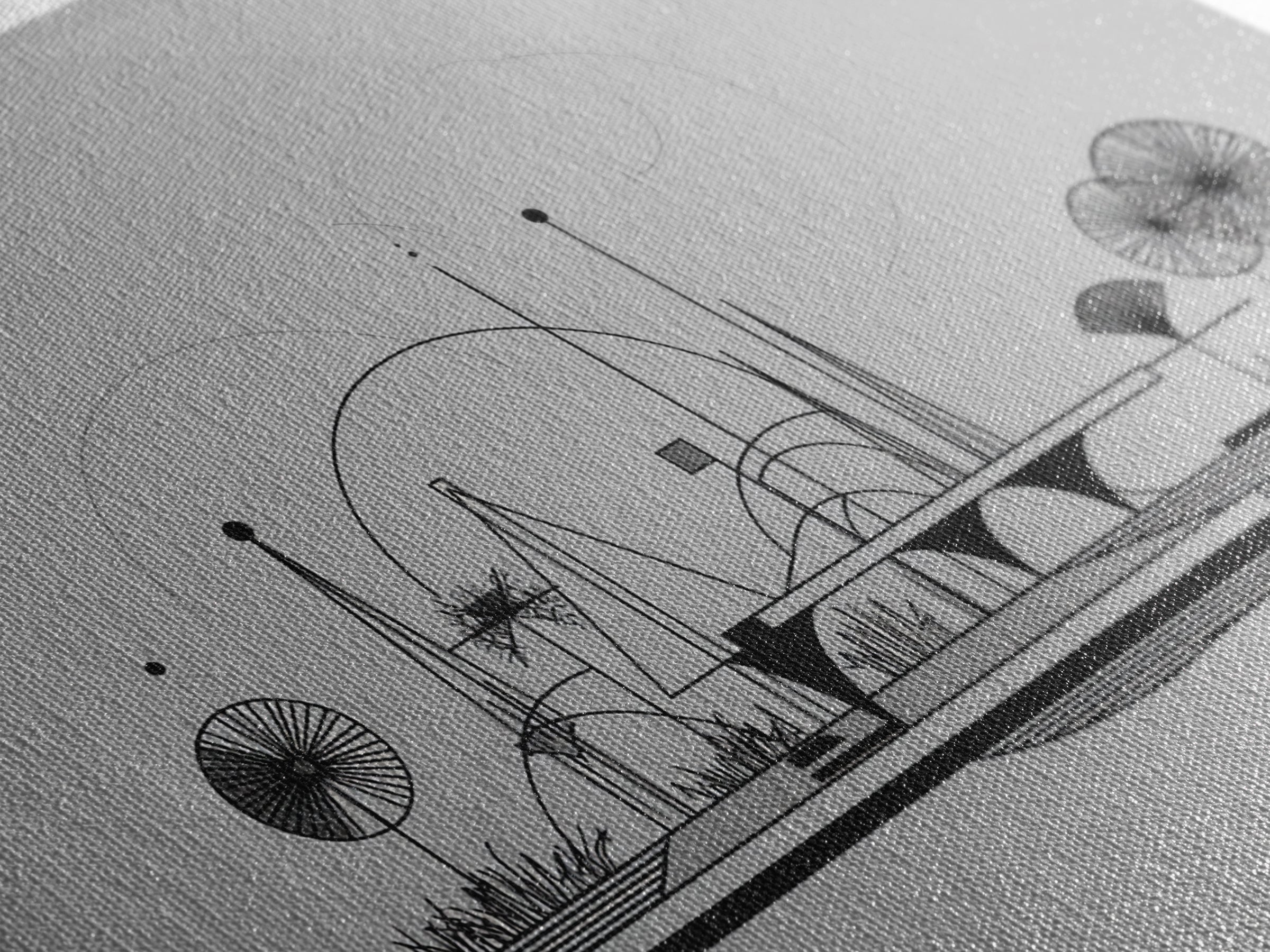 Black White Architectural Line Wall Art, Midcentury Modern Abstract Print, Atomic Ranch Landscape, Minimalist Home Decor
