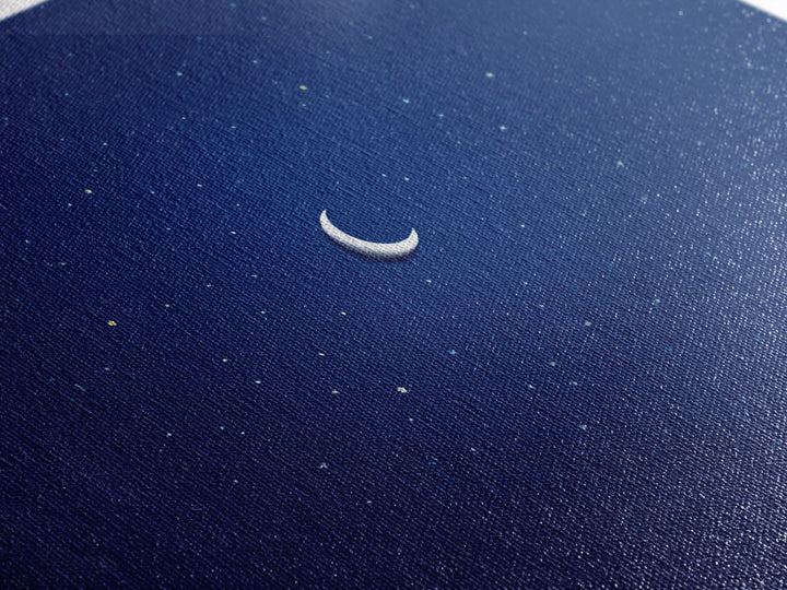 Minimal Crescent Moon Stars Wall Art, Deep Blue Night Sky Print, Modern Celestial Poster, Nursery Bedroom Wall Decor, Kids Room Decor
