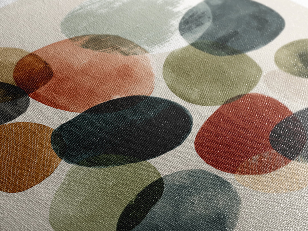 Overlapping Muted Oval Shapes Canvas Print, Midcentury Modern Art, Abstract Wall Decor, Bauhaus Poster, MCM Home Decor Print