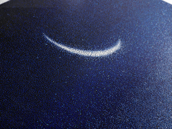 Glowing Crescent Moon Starry Sky Canvas Print, Blue Celestial Wall Art, Modern Night Poster, Minimalist Bedroom Decor, Nursery Decor