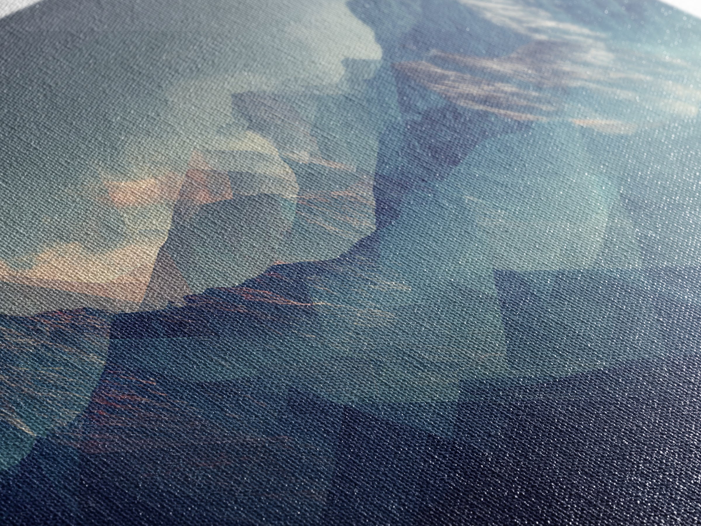 Misty Blue Polygon Mountain Vista Wall Art, Modern Abstract Landscape Print, Scandinavian Modern Decor, Bedroom Art Print