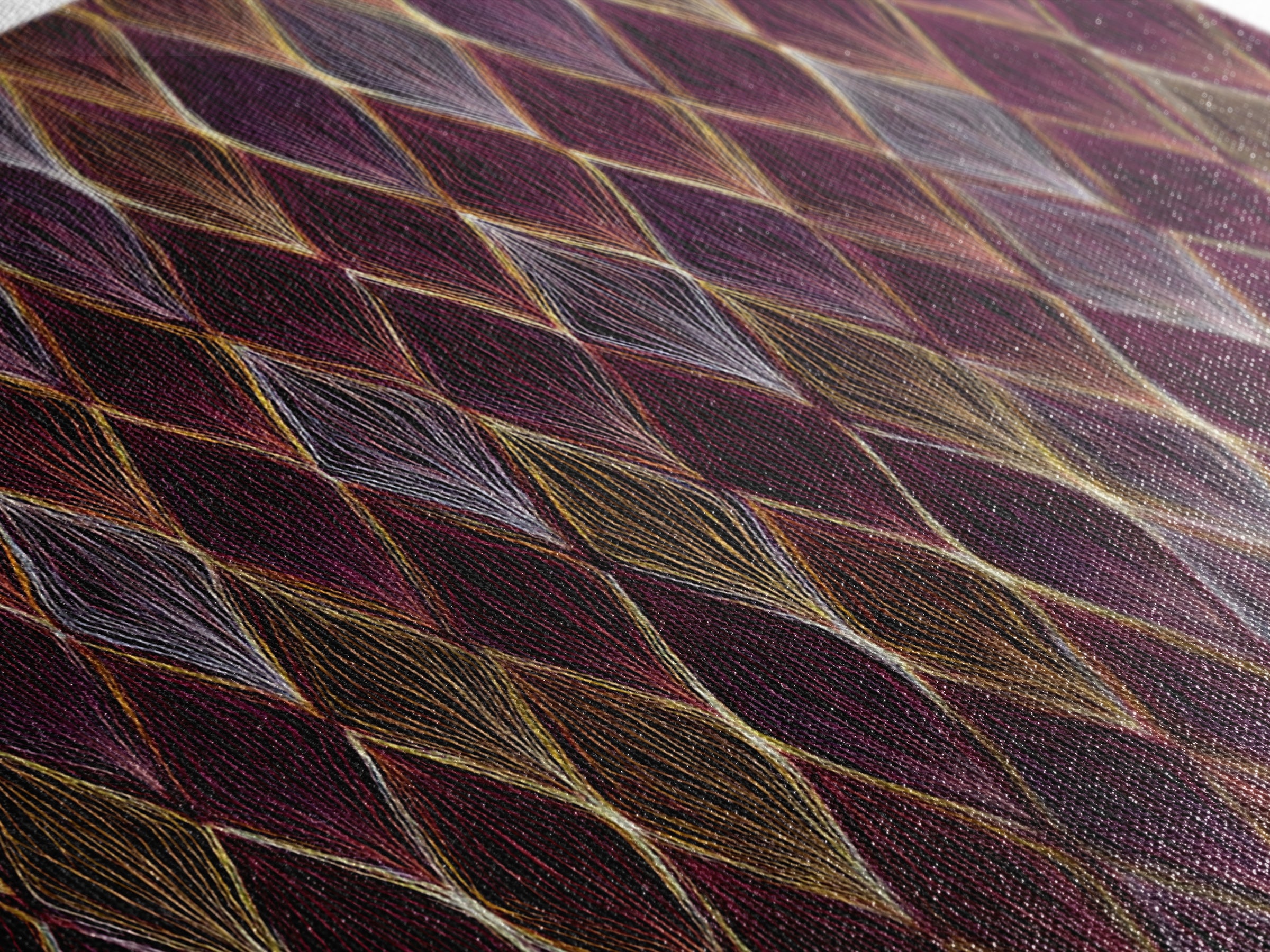 Purple Gold Diamond Pattern Wall Art, Retro Geometric Print, Art Deco Decor, Maximalist Textile Poster, MCM Home Accent Gift