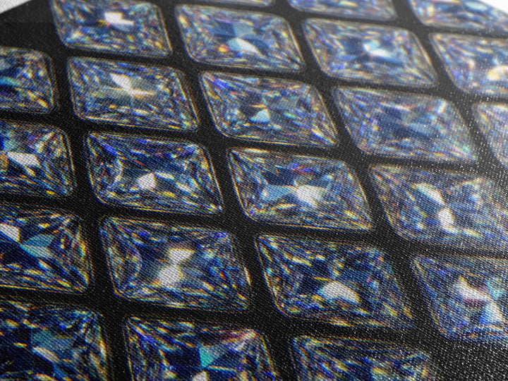 Blue Square Diamond Grid Canvas Print, Sparkling Geometric Wall Art, Modern Glam Decor, Black Luxury Poster, Gift For Her