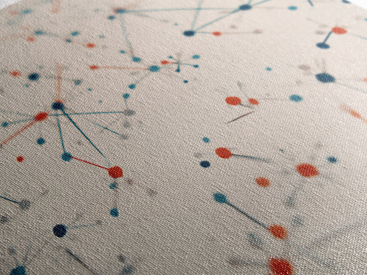 Atomic Network Dots And Lines Canvas Print, Mid Century Modern Wall Art, Geometric Abstract Art, Retro Office Decor, Home Decor
