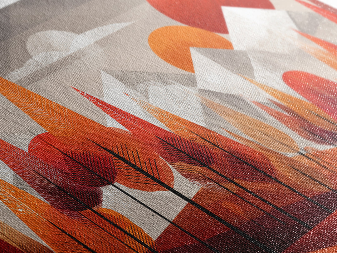 Orange Geometric Forest Mountains Canvas Print, Midcentury Modern Wall Art, Retro Landscape Decor, Bold MCM Home Decor Poster