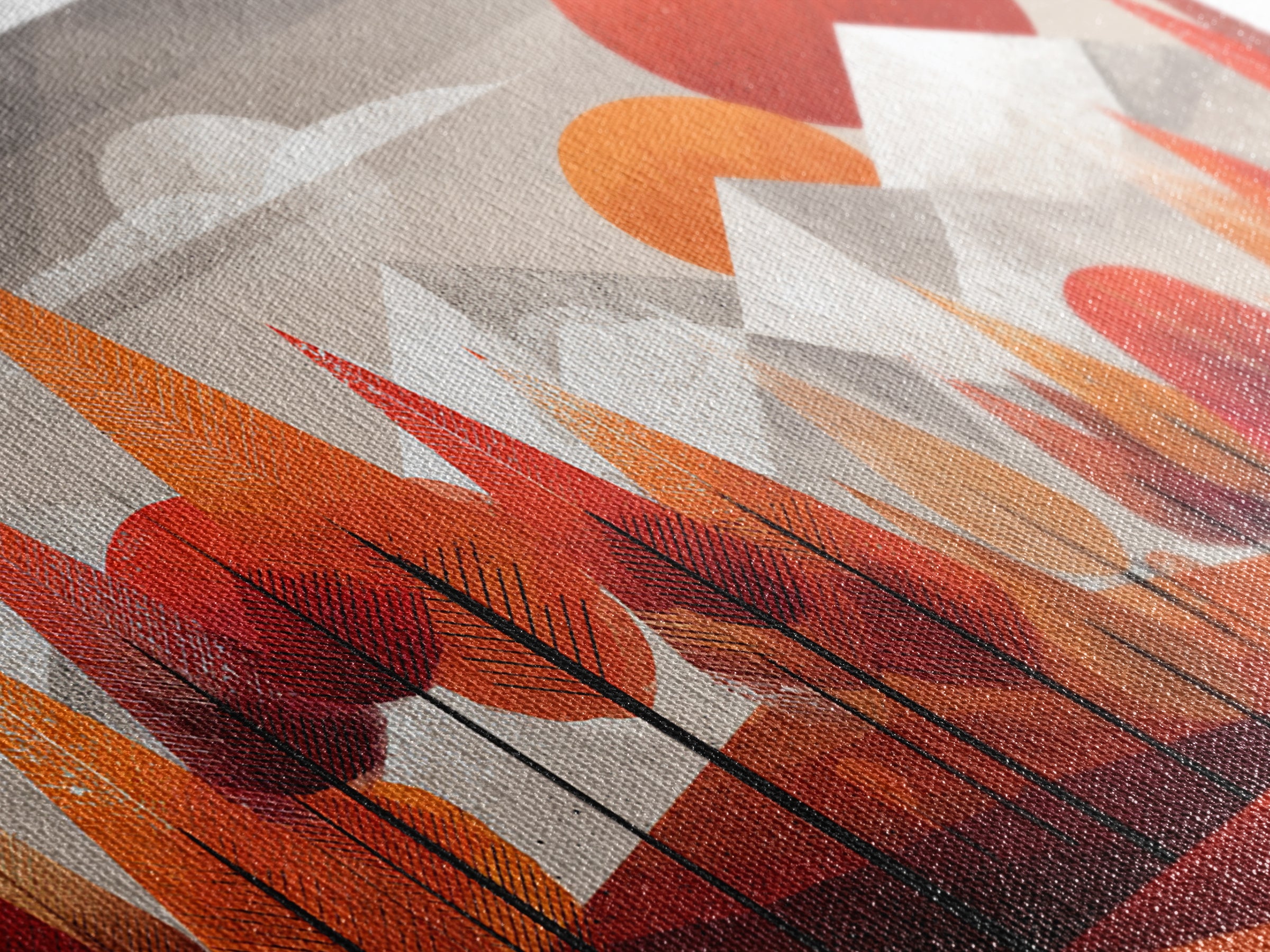 Orange Geometric Forest Mountains Canvas Print, Midcentury Modern Wall Art, Retro Landscape Decor, Bold MCM Home Decor Poster