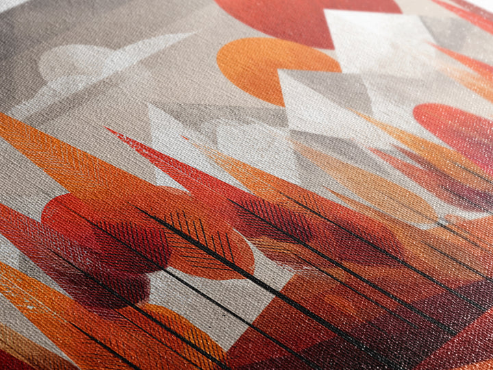 Orange Geometric Forest Mountains Canvas Print, Midcentury Modern Wall Art, Retro Landscape Decor, Bold MCM Home Decor Poster
