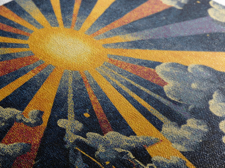 Golden Sunburst Cloud Wall Art, Retro Art Deco Poster, Midcentury Modern Home Decor, Atomic Celestial Canvas Print Gift Idea