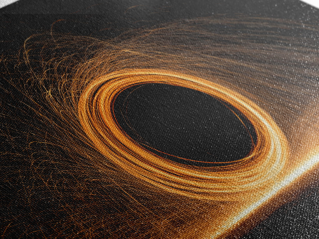Orange Black Hole Light Trails Wall Art, Modern Abstract Art Print, Cosmic Retro Decor, Home Office Art, Framed Canvas Print