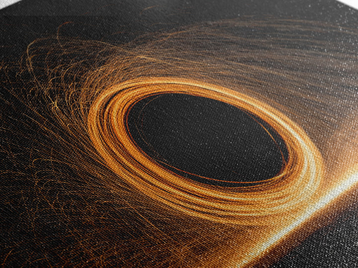 Orange Black Hole Light Trails Wall Art, Modern Abstract Art Print, Cosmic Retro Decor, Home Office Art, Framed Canvas Print